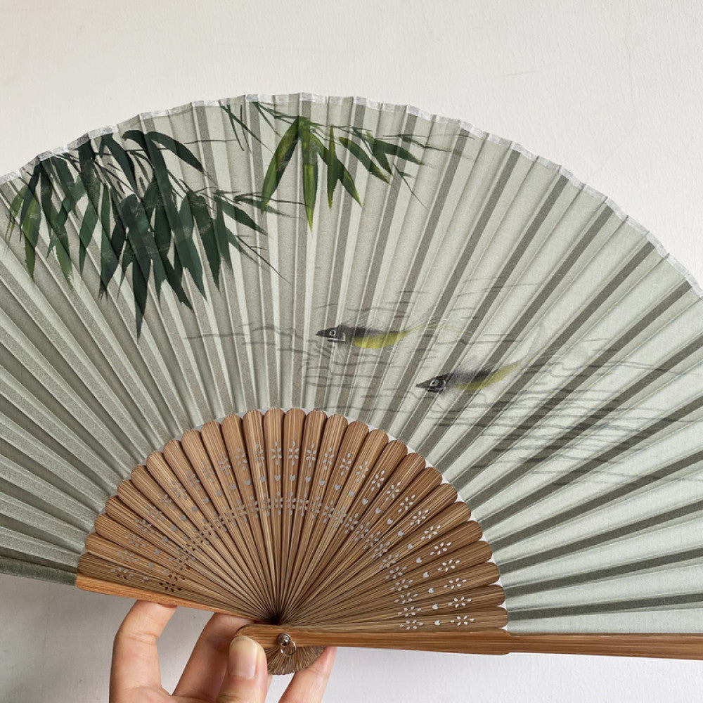 Export to Japan original order tail order Japanese style fan silk hand painted 7 inch Chinese style can be paired with Hanfu yukata image 42