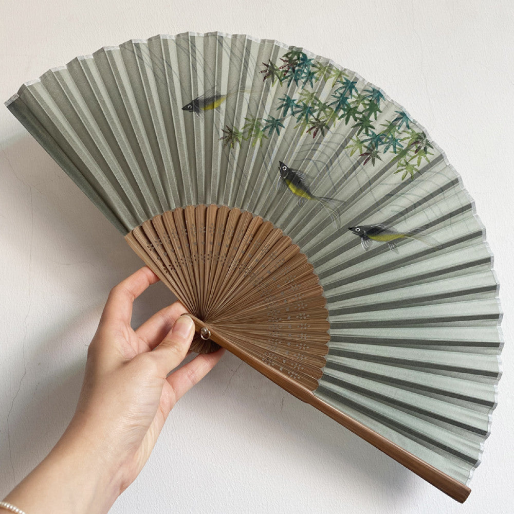 Export to Japan original order tail order Japanese style fan silk hand painted 7 inch Chinese style can be paired with Hanfu yukata image 51
