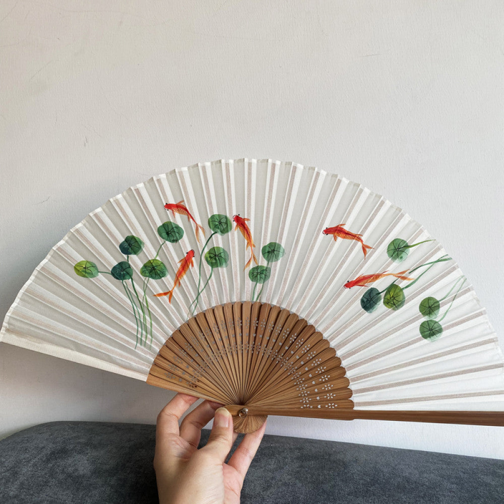 Export to Japan original order tail order Japanese style fan silk hand painted 7 inch Chinese style can be paired with Hanfu yukata image 86