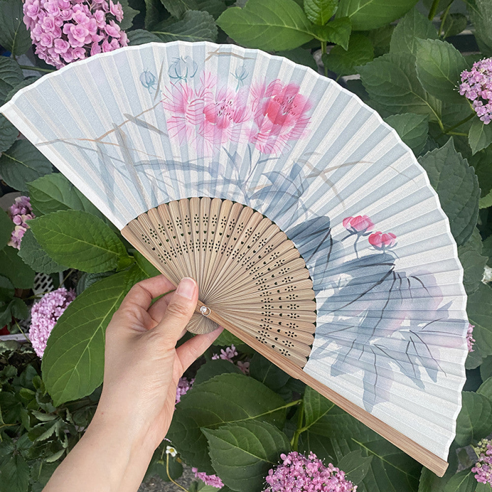 Export to Japan original order tail order Japanese style fan silk hand painted 7 inch Chinese style can be paired with Hanfu yukata image 92
