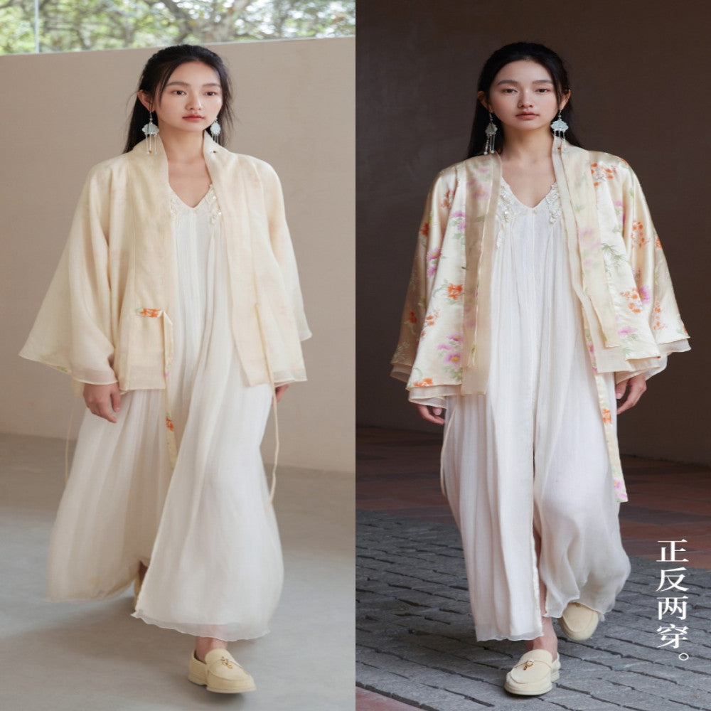Double sided three dimensional jacquard silk fabric Lyocell organza new Chinese style jacket image 5