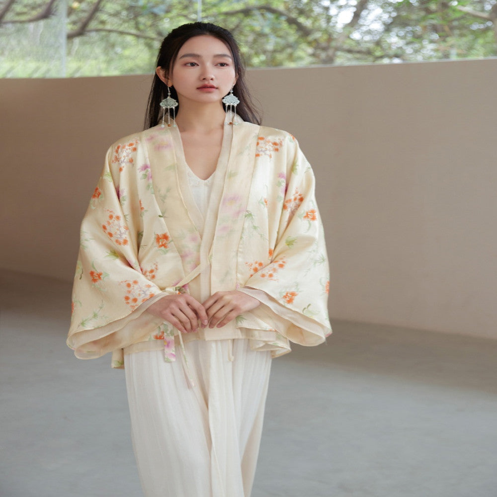 Double sided three dimensional jacquard silk fabric Lyocell organza new Chinese style jacket image 0