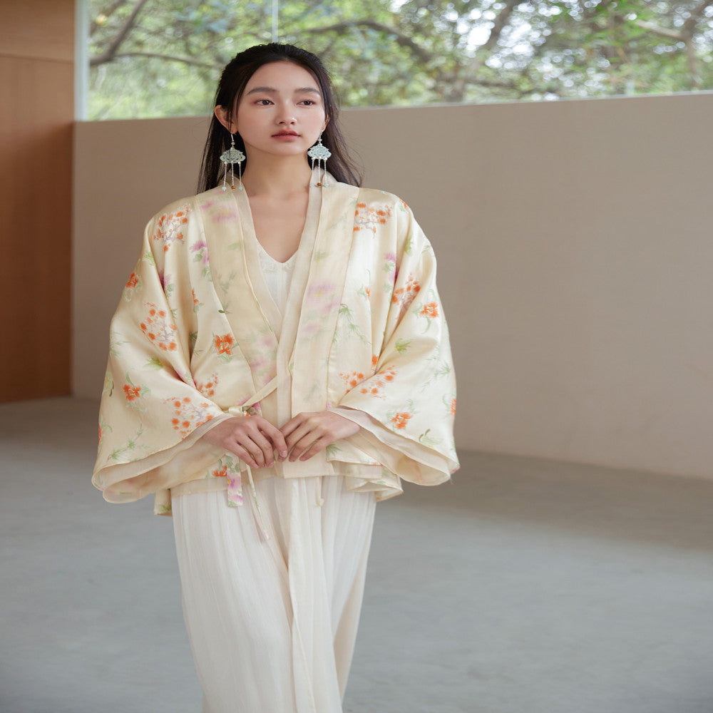 Double sided three dimensional jacquard silk fabric Lyocell organza new Chinese style jacket image 7