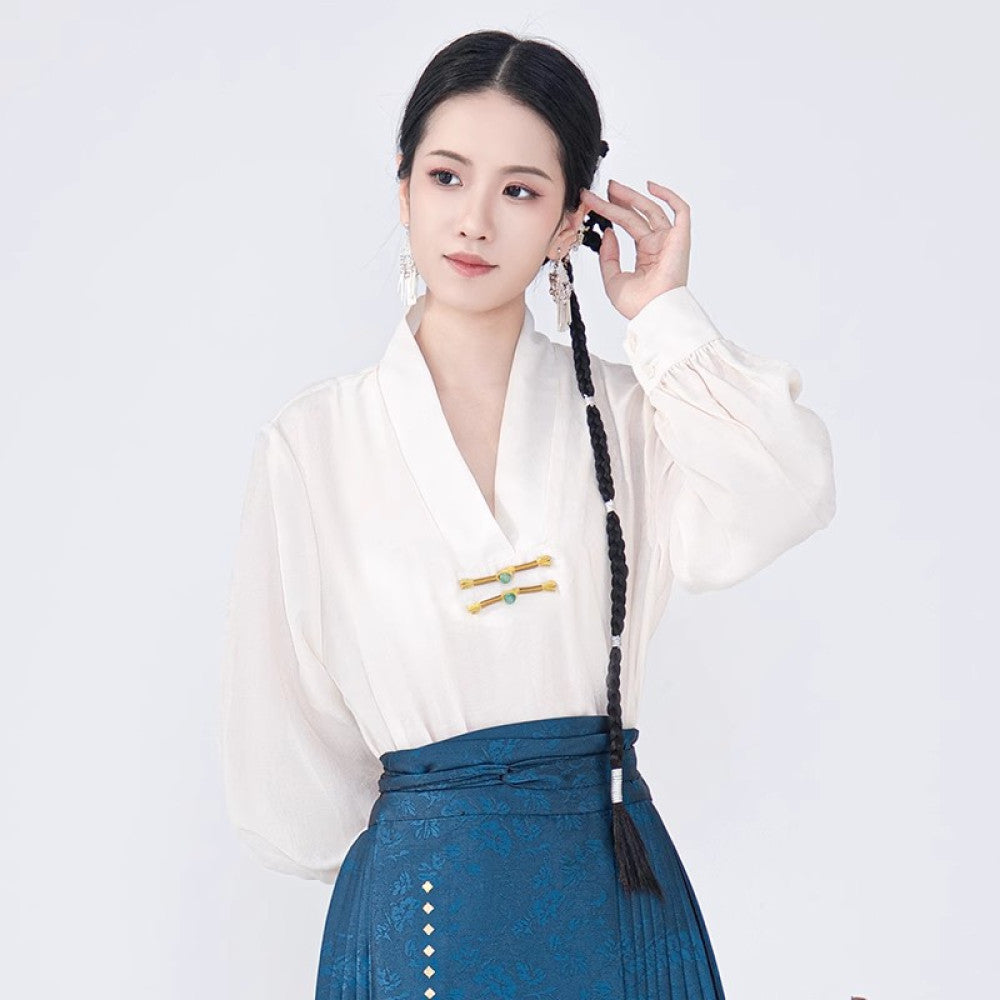 Chenxue Collection Blue and White Porcelain Original Makeup Imitation Flower Ming New Chinese style Horse Face Skirt Original Chinese Style Skirt Hanfu Women image 15