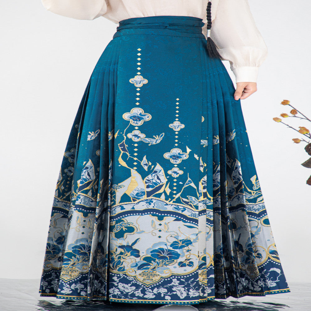 Chenxue Collection Blue and White Porcelain Original Makeup Imitation Flower Ming New Chinese style Horse Face Skirt Original Chinese Style Skirt Hanfu Women image 30