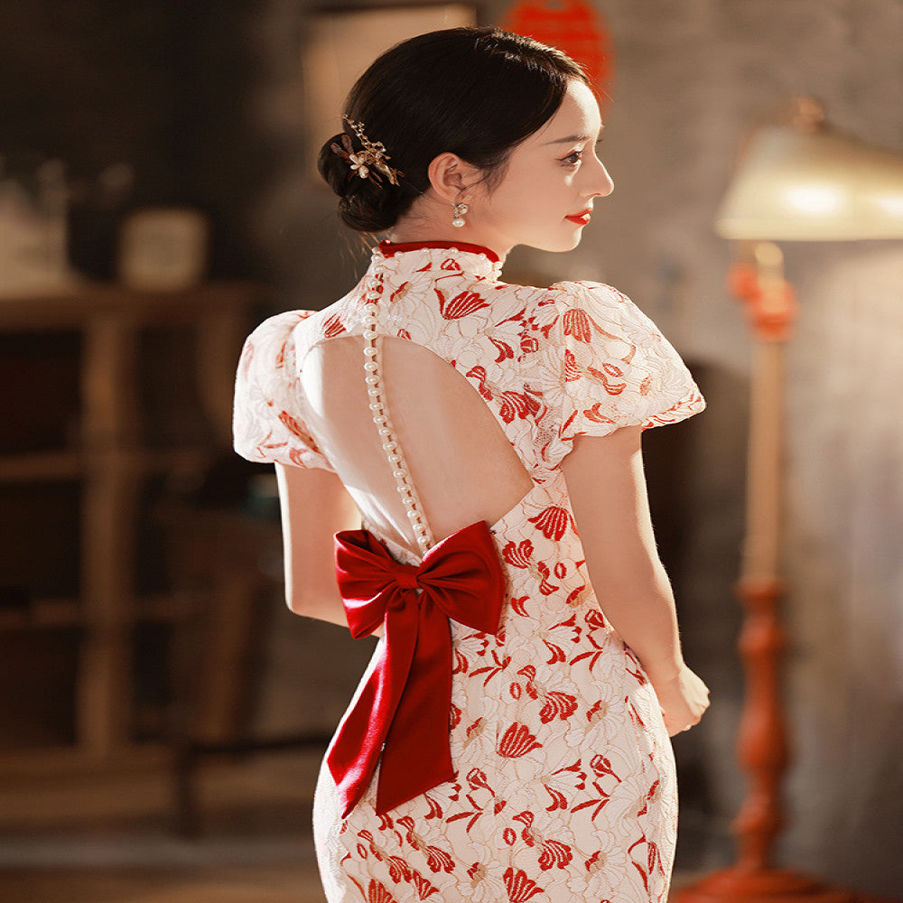 Cheongsam Toast Dress Bridal Female Autumn Chinese Engagement Dress Dress Small Man Casual Dress Wedding Fish Tail image 1