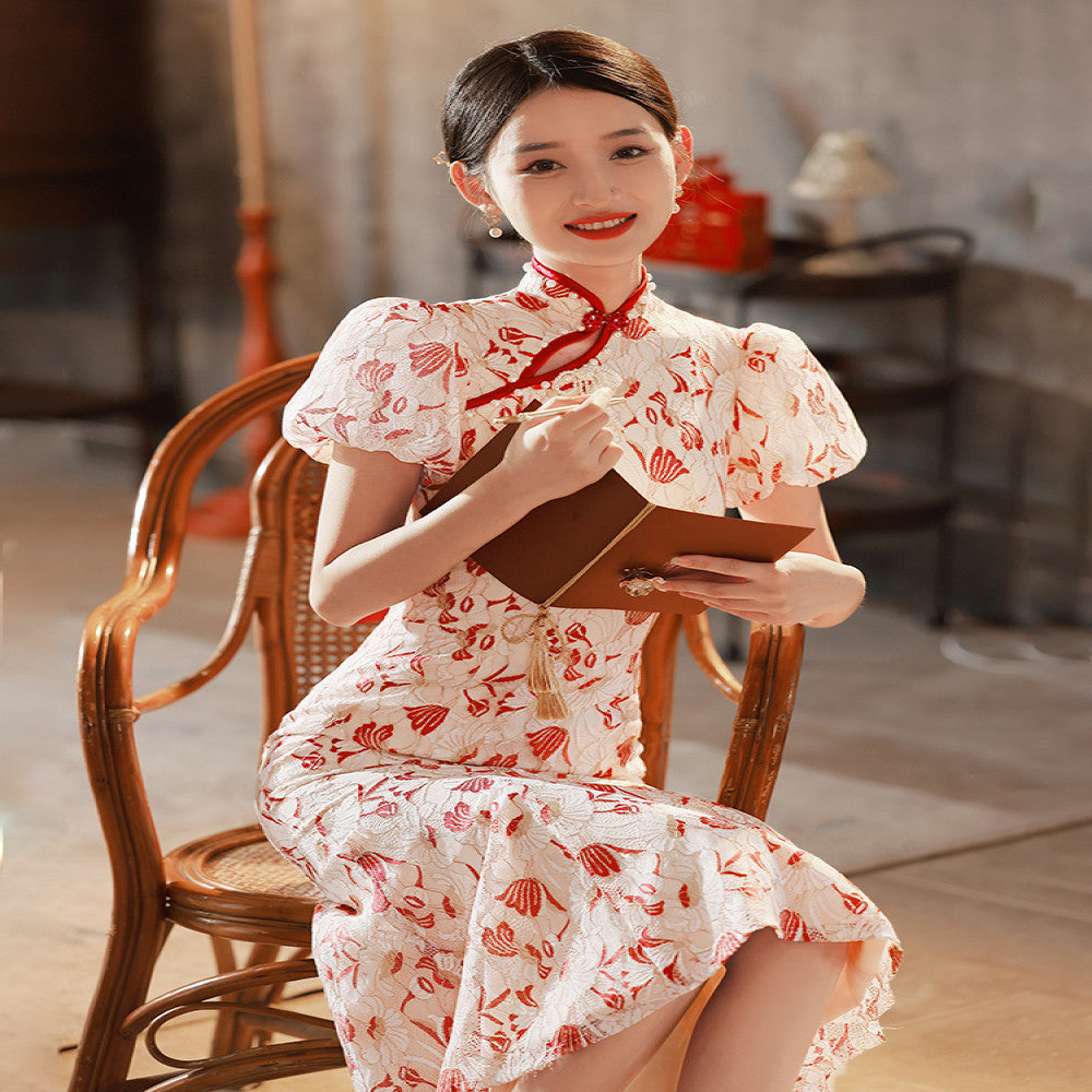 Cheongsam Toast Dress Bridal Female Autumn Chinese Engagement Dress Dress Small Man Casual Dress Wedding Fish Tail image 3