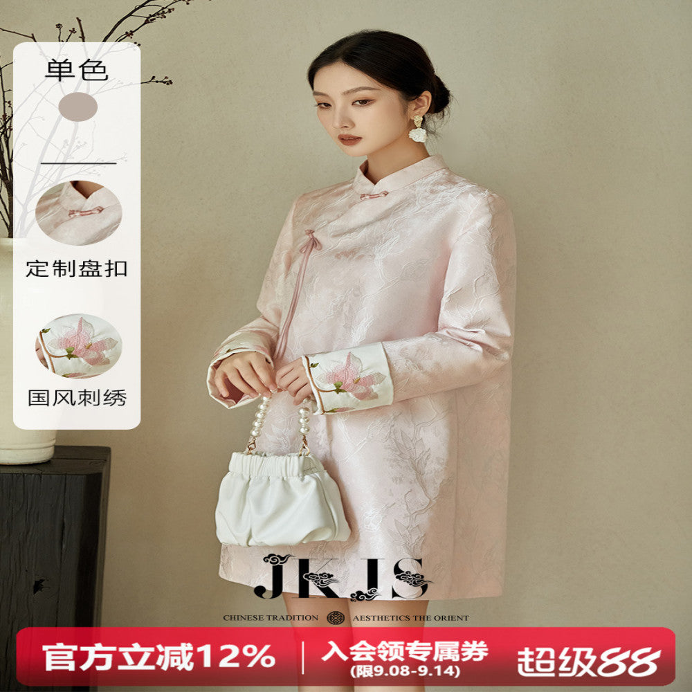 JKJS Taoyao National Style Improved Cheongsam Spring and Autumn New Style 2025 Temperament Long Sleeve Skirt New Chinese Style Dress image 0