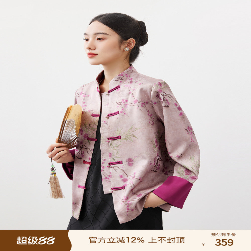Mijia s high quality spring clothing for women in 2025 featuring a new stand up collar print for spring wear paired with a new Chinese style Chinese style jacket image 0