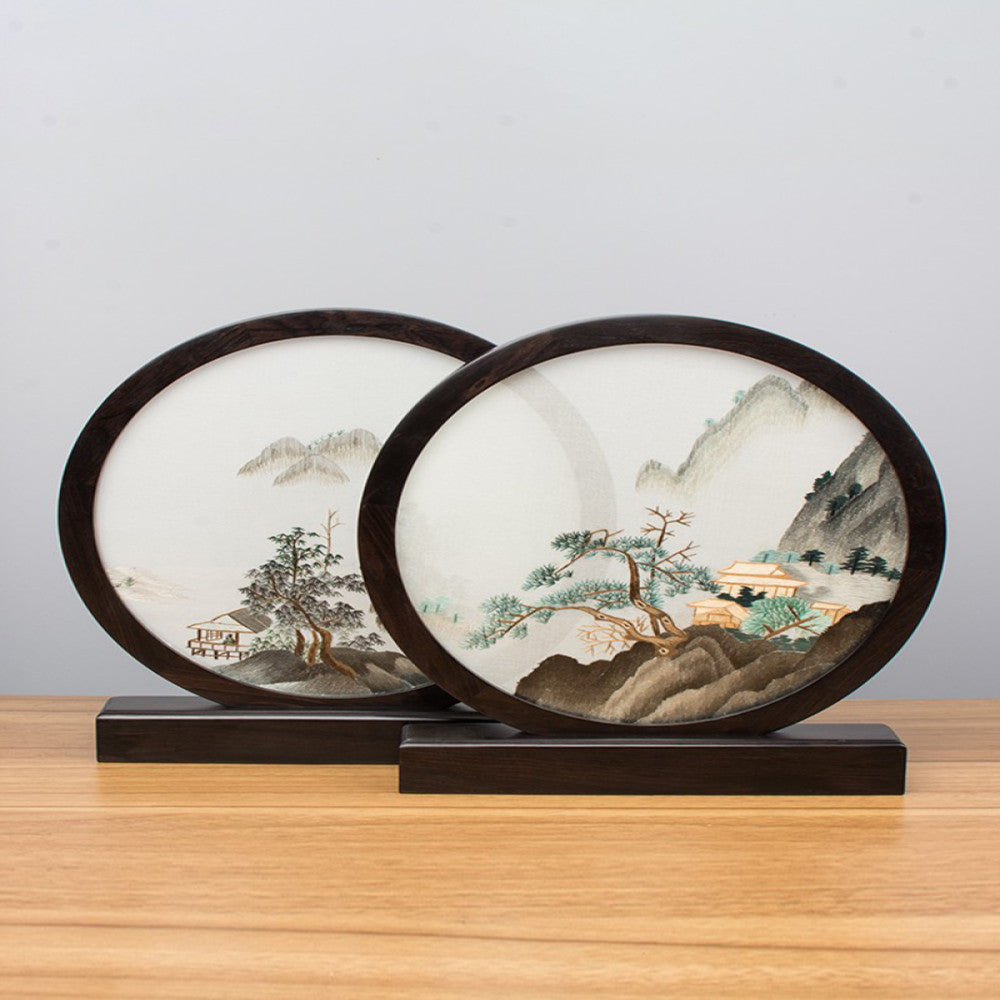 Embroidery ornament Suzhou double sided embroidery desktop ornament creative table embroidery beautiful retro table screen Chinese style business gift image 0