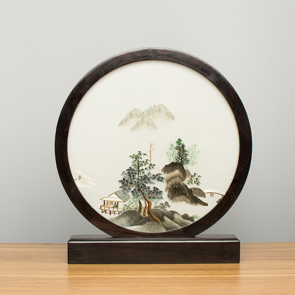 ASAYA3041 Embroidery ornaments Suzhou double-sided embroidery desktop ornaments creative table embroidery beauty retro table screen