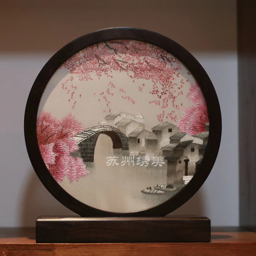 ASAYA3041 Embroidery ornaments Suzhou double-sided embroidery desktop ornaments creative table embroidery beauty retro table screen