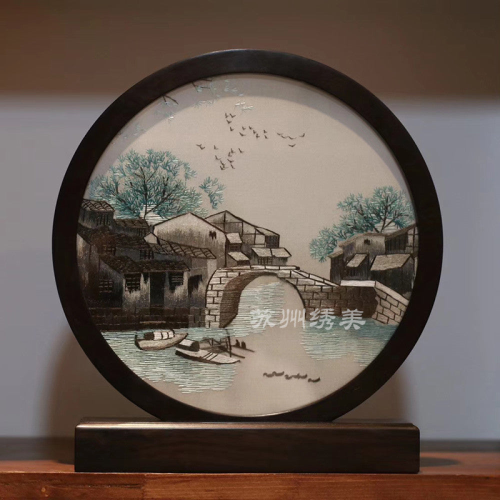 Embroidery ornament Suzhou double sided embroidery desktop ornament creative table embroidery beautiful retro table screen Chinese style business gift image 142