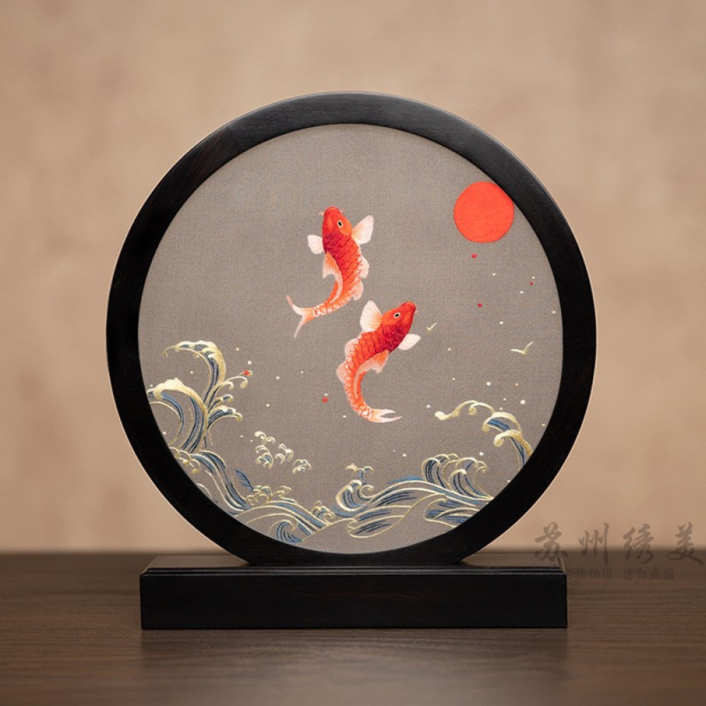 Embroidery ornament Suzhou double sided embroidery desktop ornament creative table embroidery beautiful retro table screen Chinese style business gift image 149