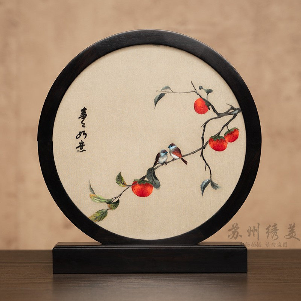 Embroidery ornament Suzhou double sided embroidery desktop ornament creative table embroidery beautiful retro table screen Chinese style business gift image 150