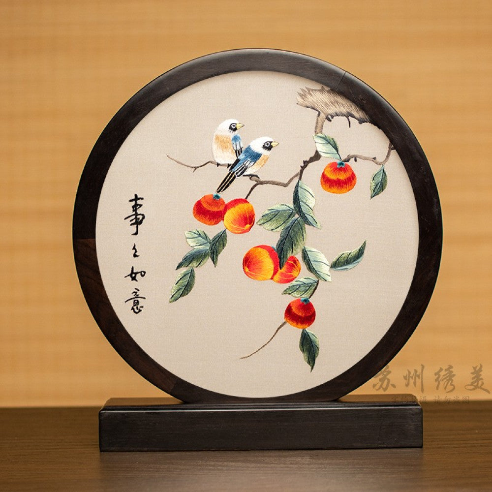 ASAYA3041 Embroidery ornaments Suzhou double-sided embroidery desktop ornaments creative table embroidery beauty retro table screen