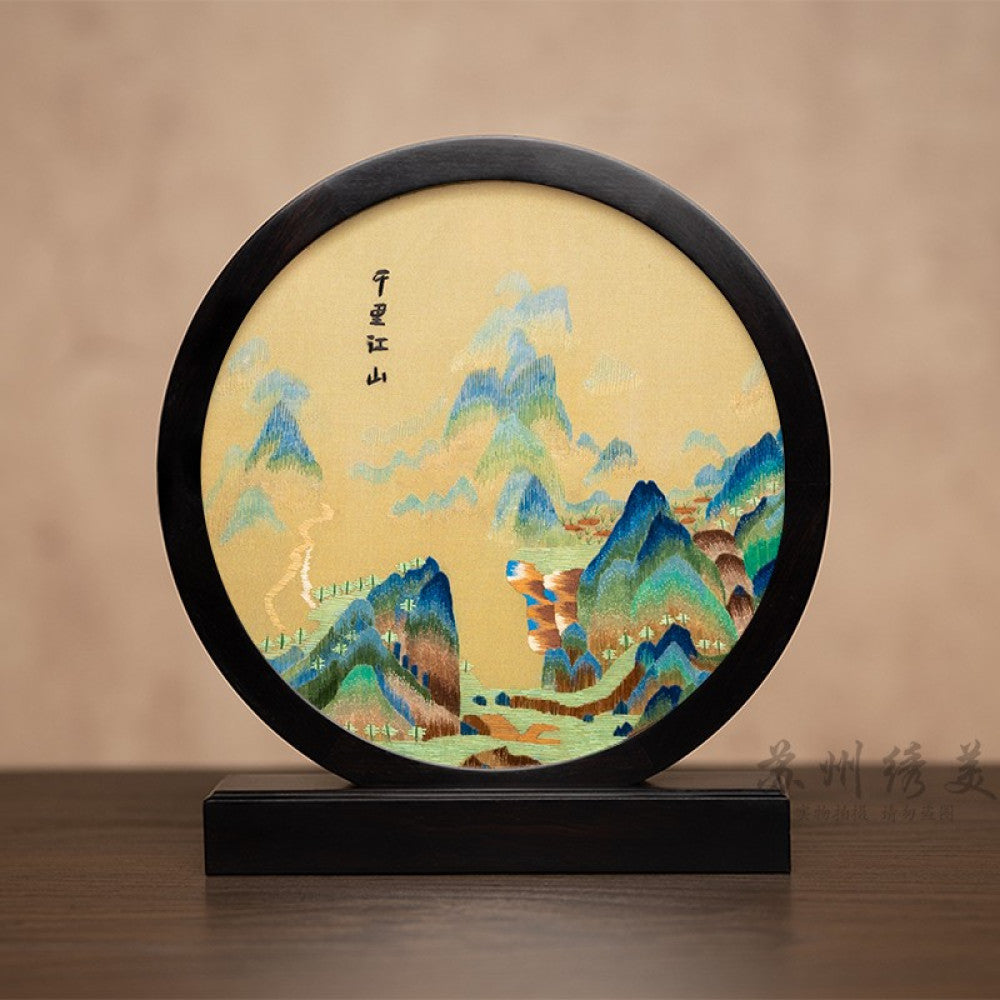 ASAYA3041 Embroidery ornaments Suzhou double-sided embroidery desktop ornaments creative table embroidery beauty retro table screen