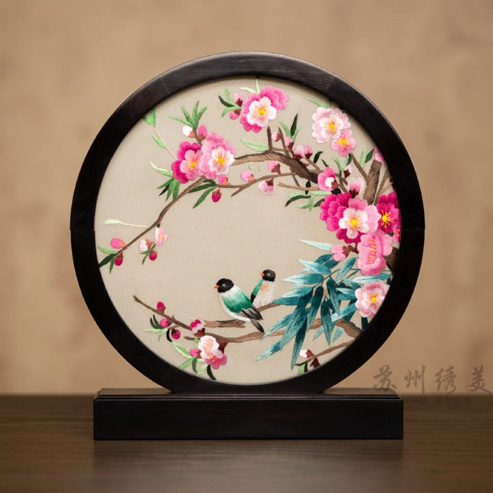 ASAYA3041 Embroidery ornaments Suzhou double-sided embroidery desktop ornaments creative table embroidery beauty retro table screen