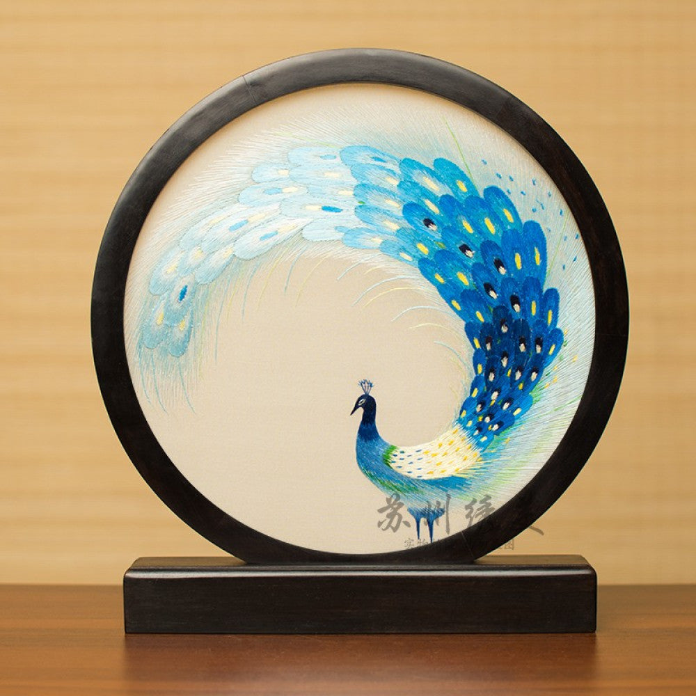 Embroidery ornament Suzhou double sided embroidery desktop ornament creative table embroidery beautiful retro table screen Chinese style business gift image 161