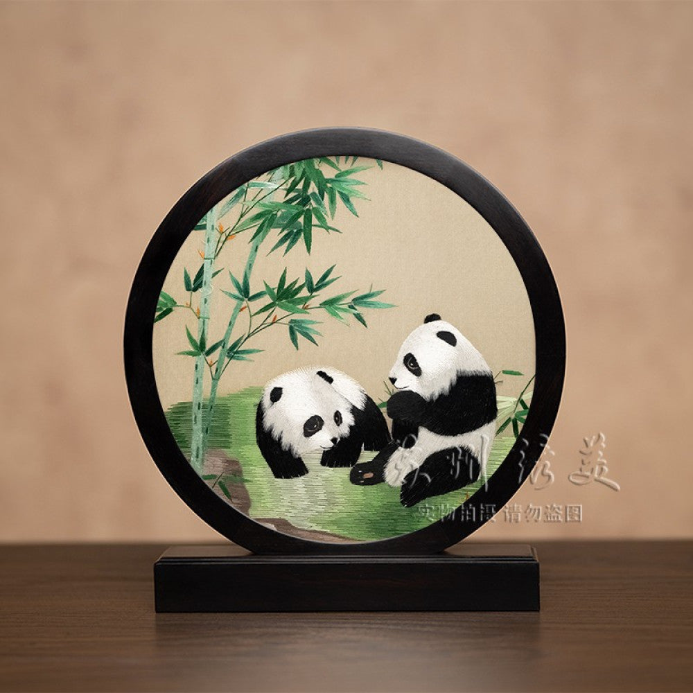 Embroidery ornament Suzhou double sided embroidery desktop ornament creative table embroidery beautiful retro table screen Chinese style business gift image 162