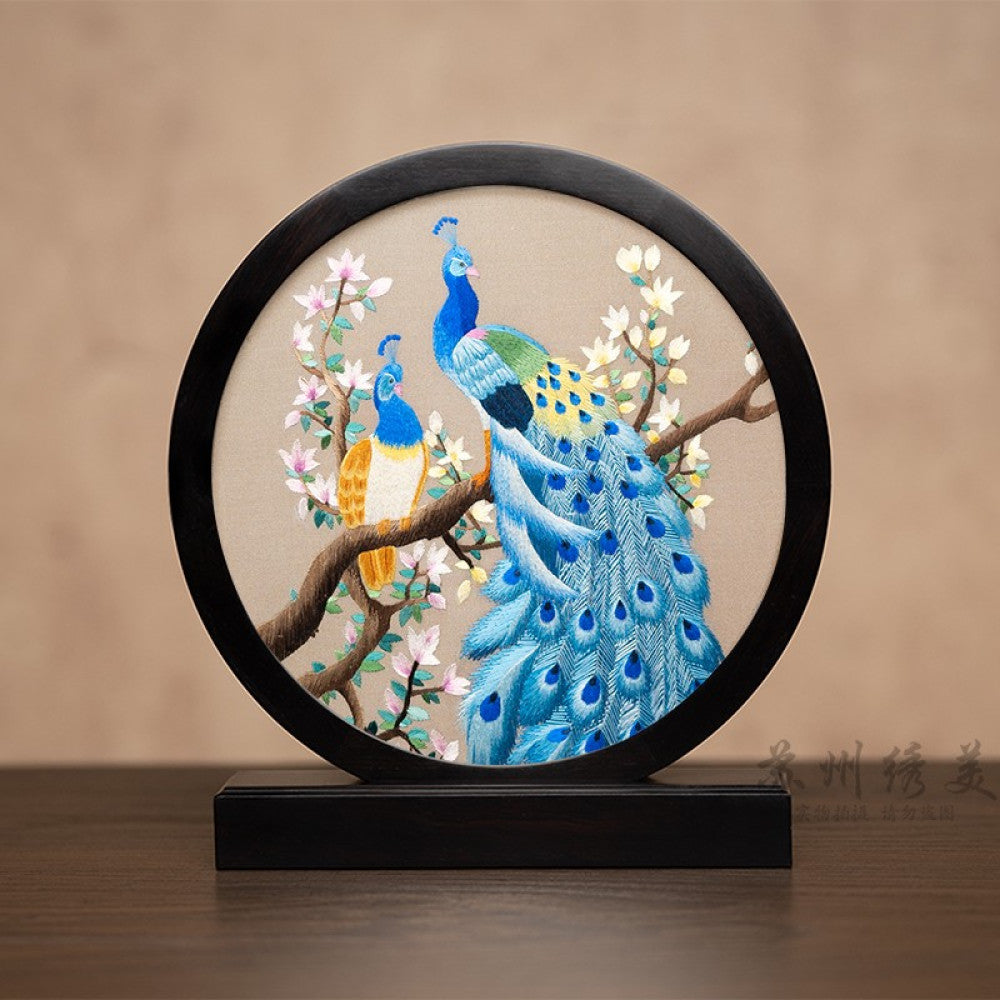ASAYA3041 Embroidery ornaments Suzhou double-sided embroidery desktop ornaments creative table embroidery beauty retro table screen
