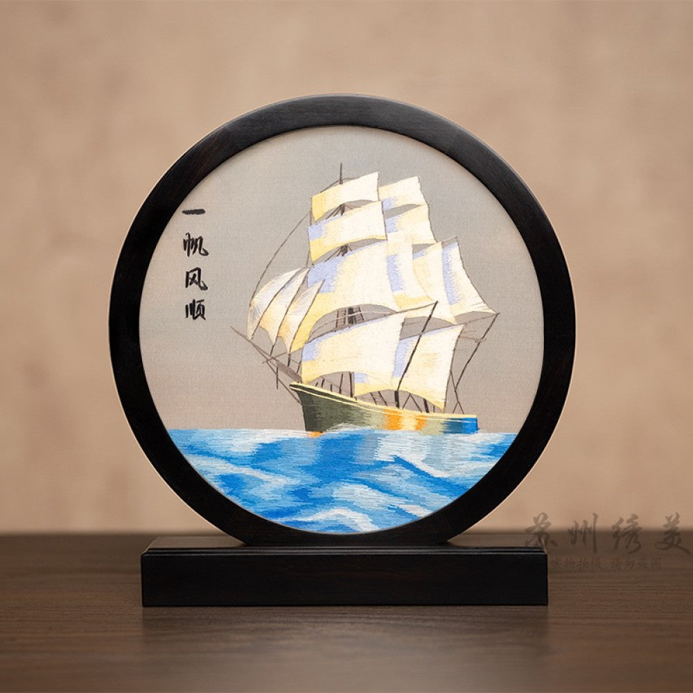 Embroidery ornament Suzhou double sided embroidery desktop ornament creative table embroidery beautiful retro table screen Chinese style business gift image 1