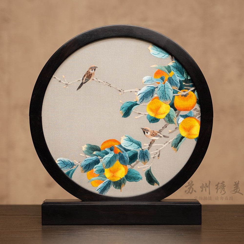 Embroidery ornament Suzhou double sided embroidery desktop ornament creative table embroidery beautiful retro table screen Chinese style business gift image 10