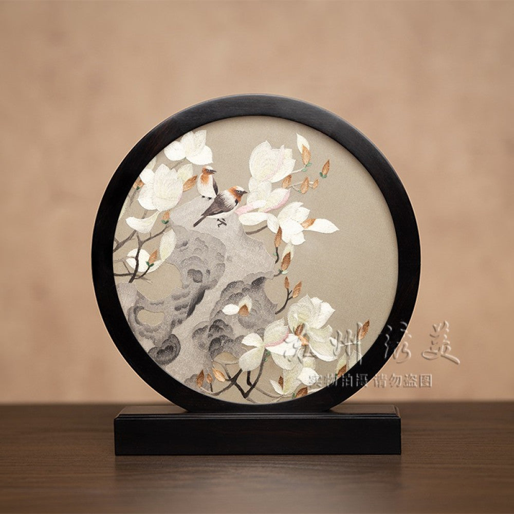 Embroidery ornament Suzhou double sided embroidery desktop ornament creative table embroidery beautiful retro table screen Chinese style business gift image 14