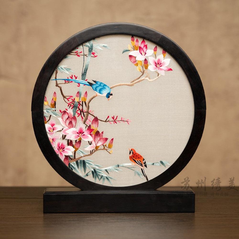 ASAYA3041 Embroidery ornaments Suzhou double-sided embroidery desktop ornaments creative table embroidery beauty retro table screen