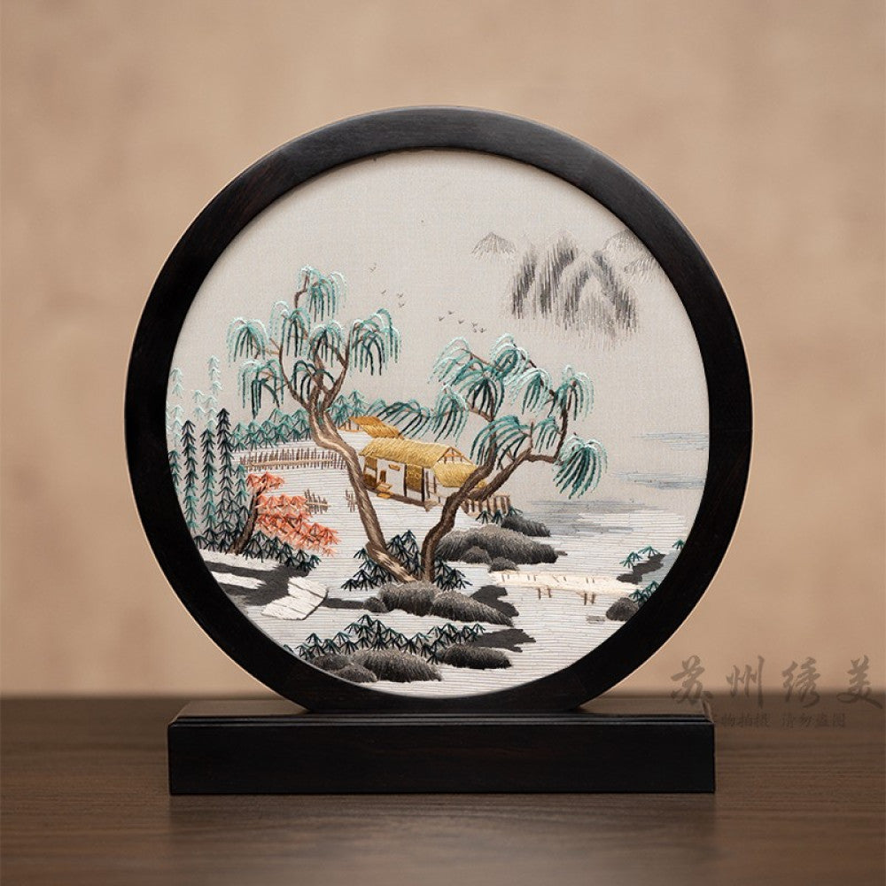 ASAYA3041 Embroidery ornaments Suzhou double-sided embroidery desktop ornaments creative table embroidery beauty retro table screen