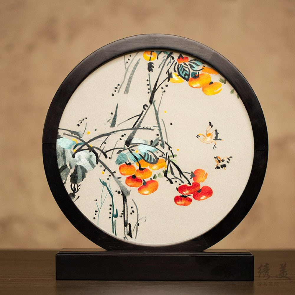 ASAYA3041 Embroidery ornaments Suzhou double-sided embroidery desktop ornaments creative table embroidery beauty retro table screen