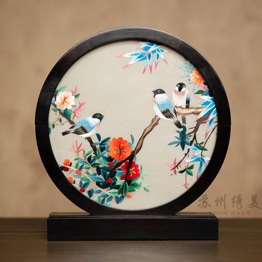 Embroidery ornament Suzhou double sided embroidery desktop ornament creative table embroidery beautiful retro table screen Chinese style business gift image 34