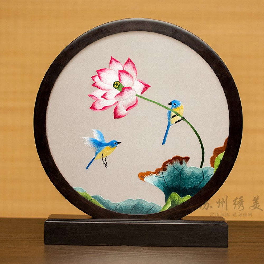 Embroidery ornament Suzhou double sided embroidery desktop ornament creative table embroidery beautiful retro table screen Chinese style business gift image 41