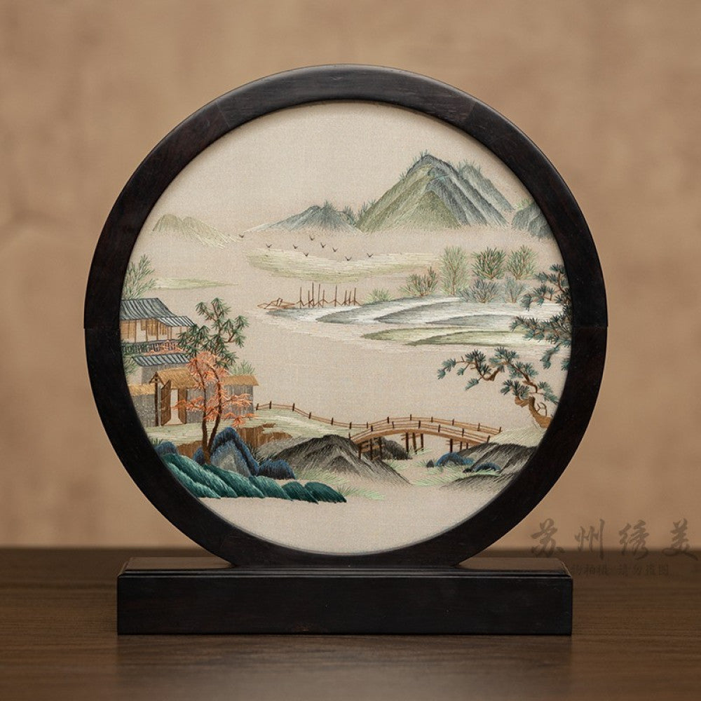 ASAYA3041 Embroidery ornaments Suzhou double-sided embroidery desktop ornaments creative table embroidery beauty retro table screen