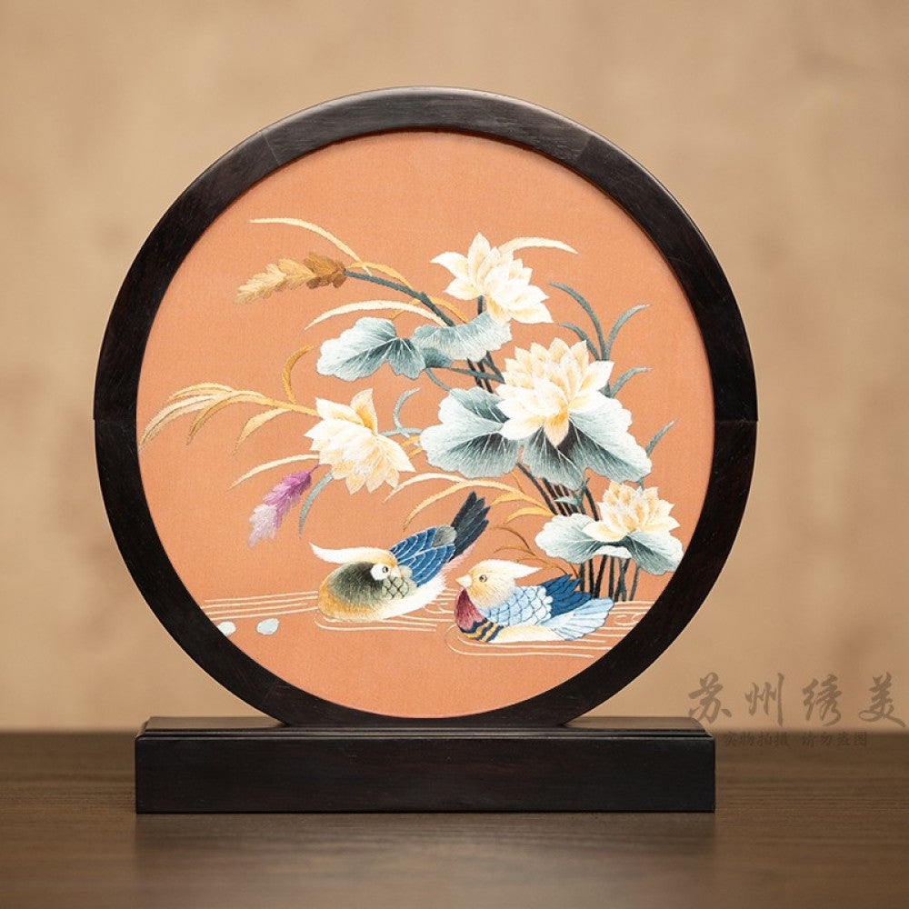 ASAYA3041 Embroidery ornaments Suzhou double-sided embroidery desktop ornaments creative table embroidery beauty retro table screen