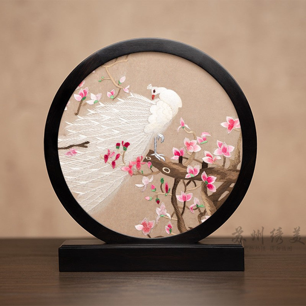 ASAYA3041 Embroidery ornaments Suzhou double-sided embroidery desktop ornaments creative table embroidery beauty retro table screen