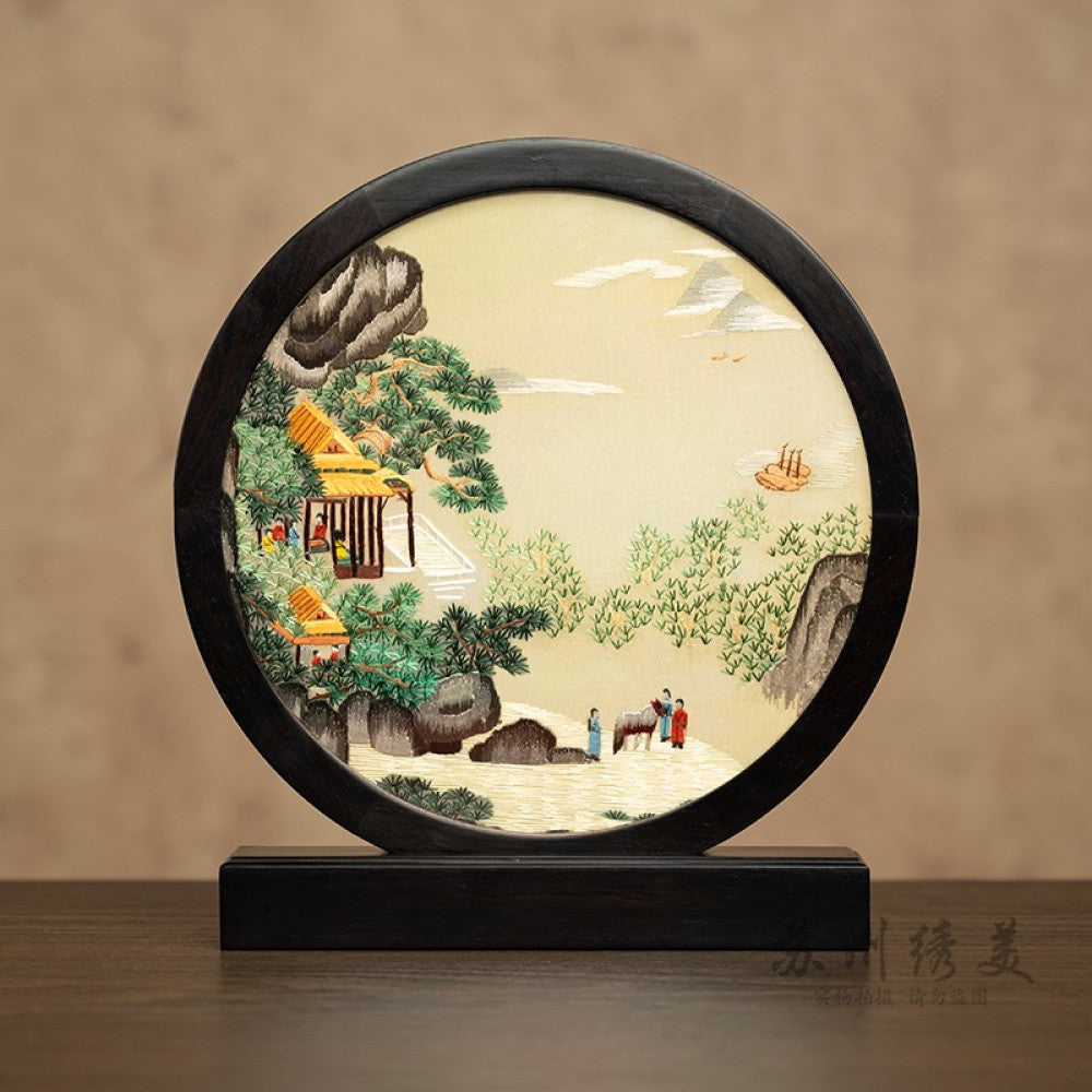 ASAYA3041 Embroidery ornaments Suzhou double-sided embroidery desktop ornaments creative table embroidery beauty retro table screen