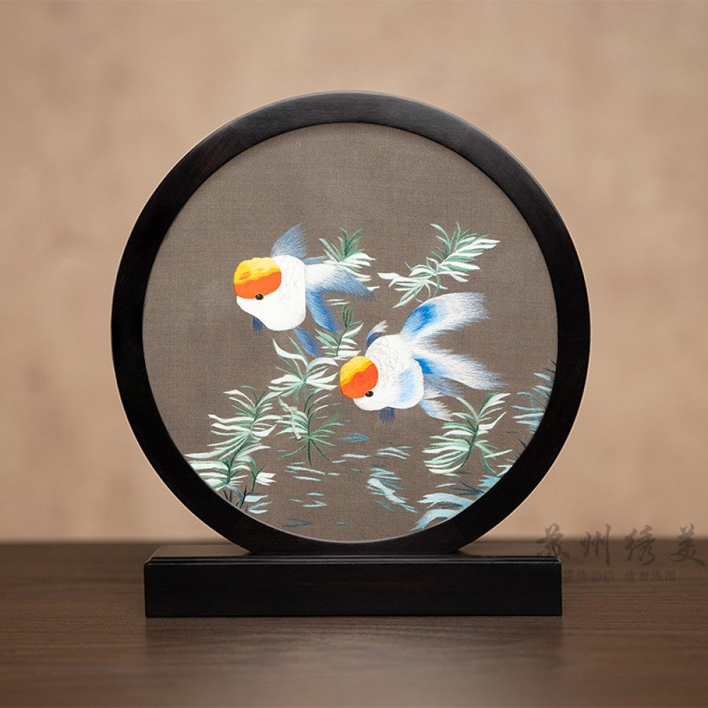 Embroidery ornament Suzhou double sided embroidery desktop ornament creative table embroidery beautiful retro table screen Chinese style business gift image 54