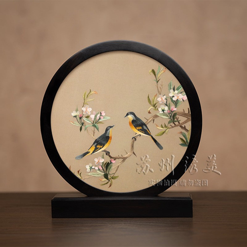 ASAYA3041 Embroidery ornaments Suzhou double-sided embroidery desktop ornaments creative table embroidery beauty retro table screen