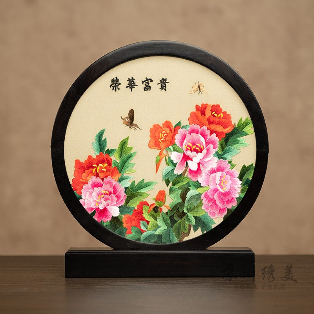 ASAYA3041 Embroidery ornaments Suzhou double-sided embroidery desktop ornaments creative table embroidery beauty retro table screen