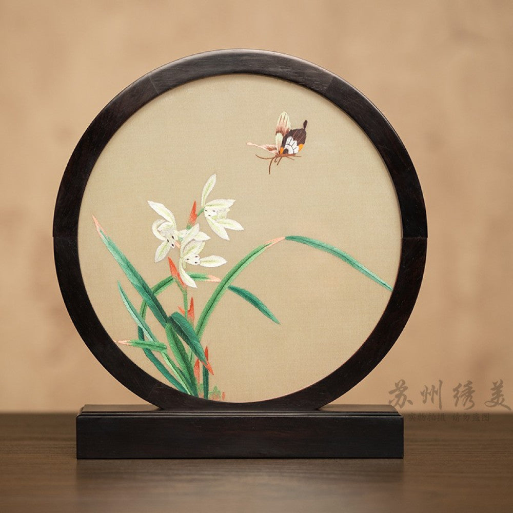 Embroidery ornament Suzhou double sided embroidery desktop ornament creative table embroidery beautiful retro table screen Chinese style business gift image 64