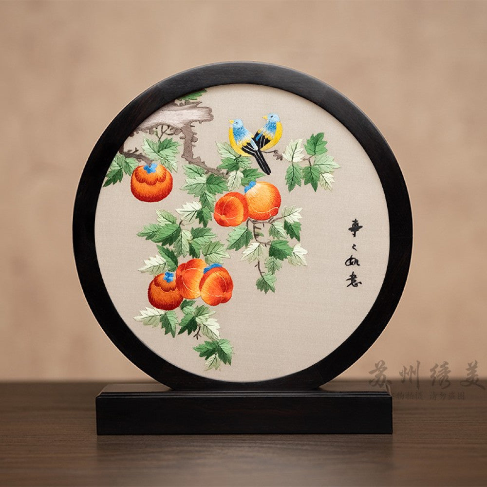 ASAYA3041 Embroidery ornaments Suzhou double-sided embroidery desktop ornaments creative table embroidery beauty retro table screen