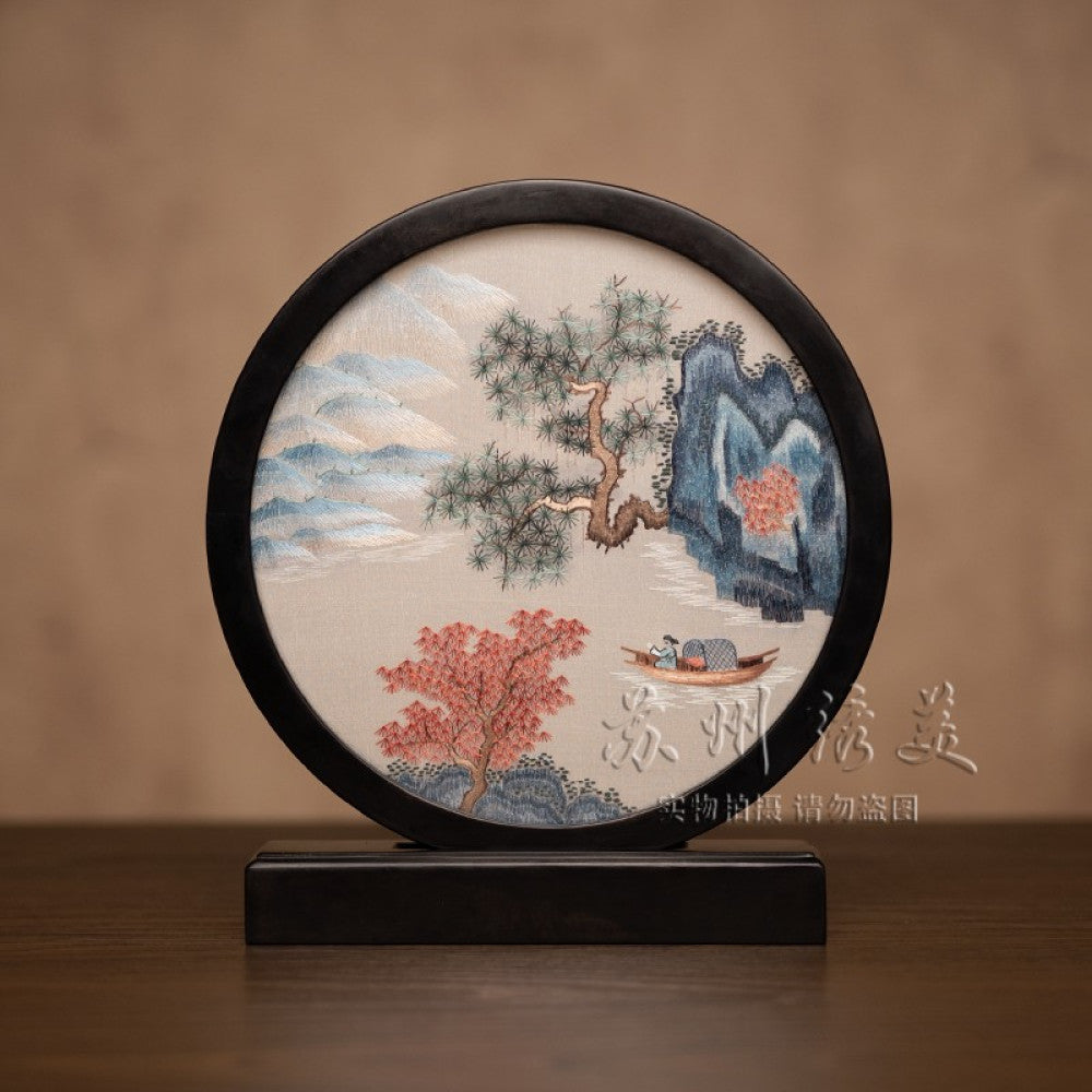 ASAYA3041 Embroidery ornaments Suzhou double-sided embroidery desktop ornaments creative table embroidery beauty retro table screen