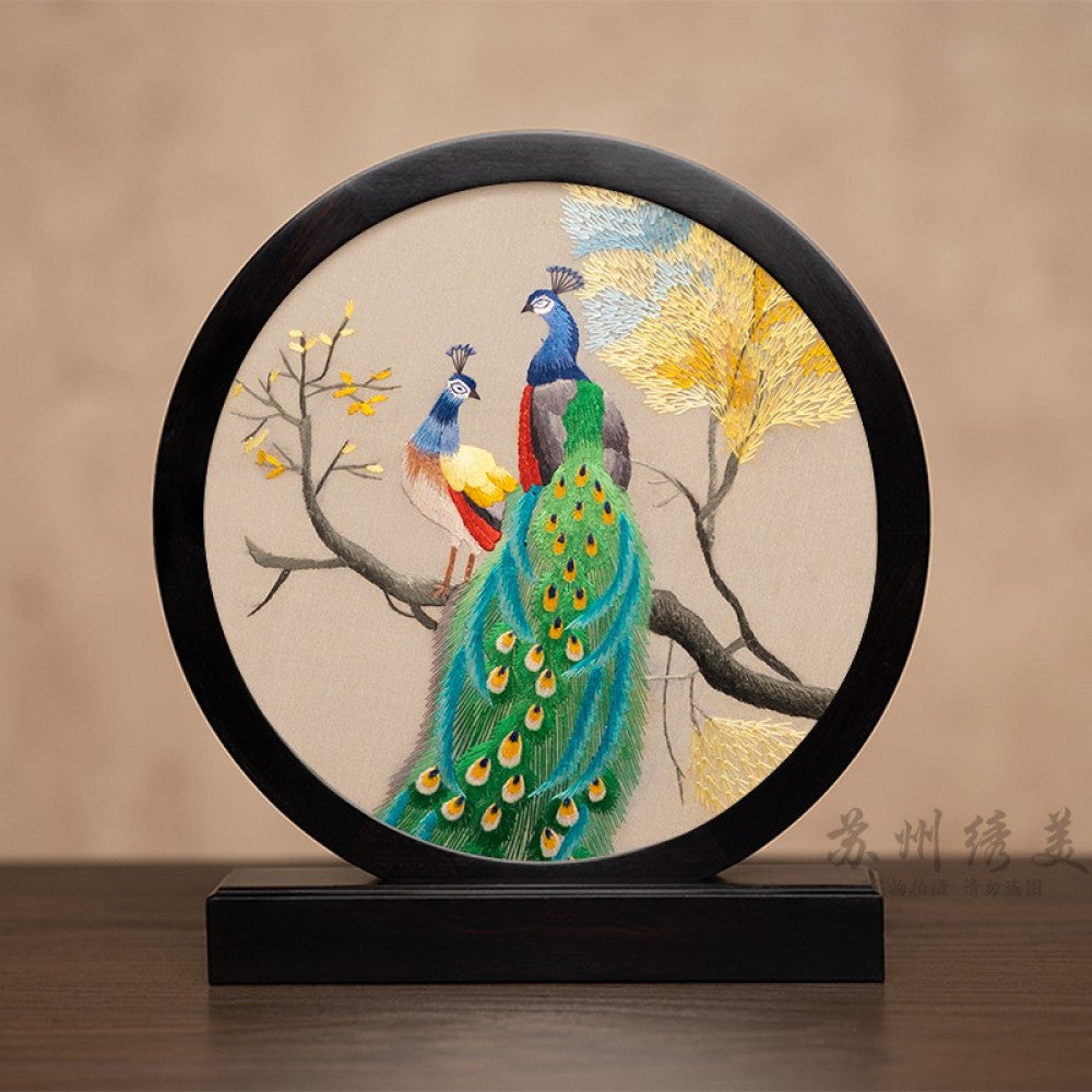 Embroidery ornament Suzhou double sided embroidery desktop ornament creative table embroidery beautiful retro table screen Chinese style business gift image 73