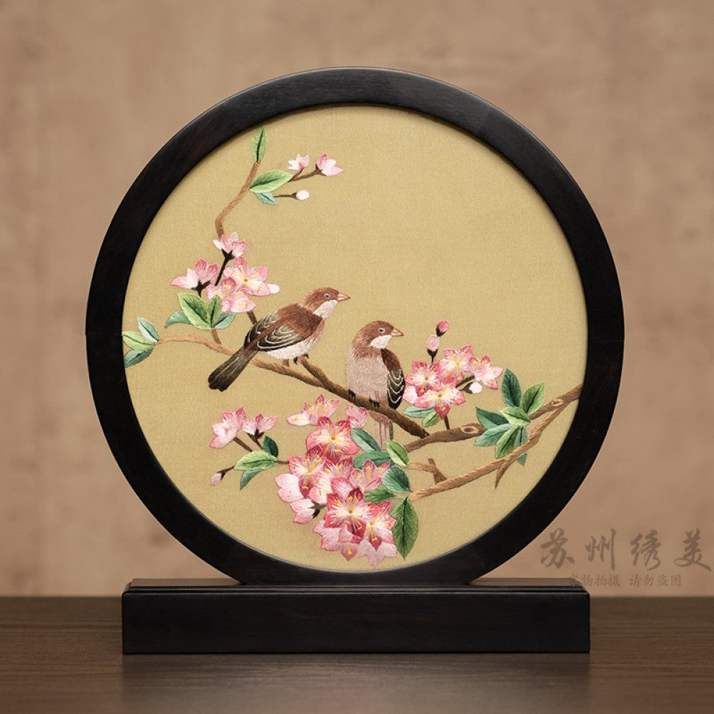 ASAYA3041 Embroidery ornaments Suzhou double-sided embroidery desktop ornaments creative table embroidery beauty retro table screen