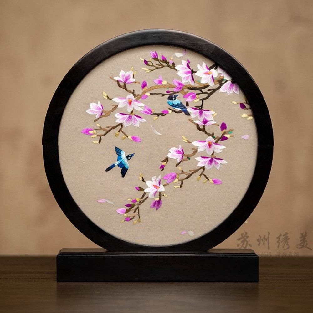 Embroidery ornament Suzhou double sided embroidery desktop ornament creative table embroidery beautiful retro table screen Chinese style business gift image 81
