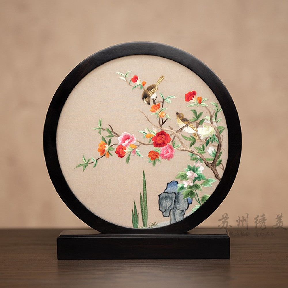 Embroidery ornament Suzhou double sided embroidery desktop ornament creative table embroidery beautiful retro table screen Chinese style business gift image 85