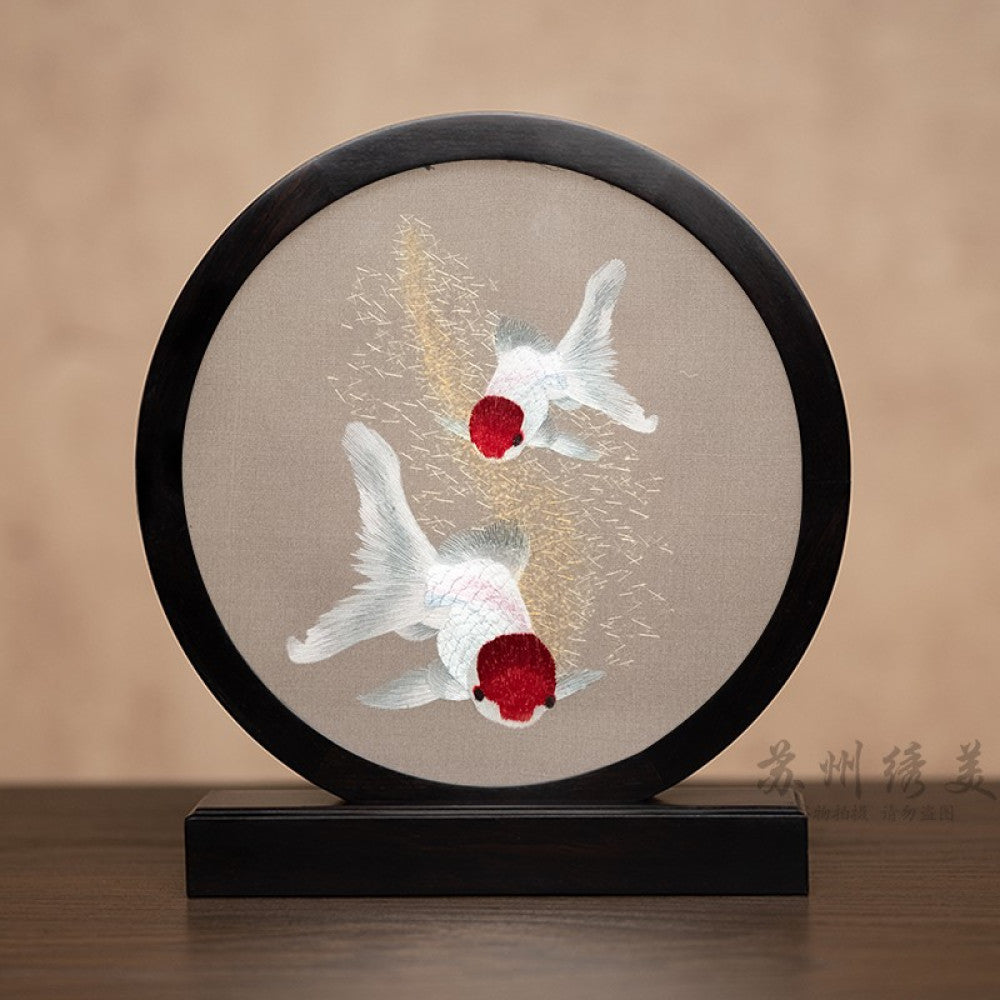 Embroidery ornament Suzhou double sided embroidery desktop ornament creative table embroidery beautiful retro table screen Chinese style business gift image 92