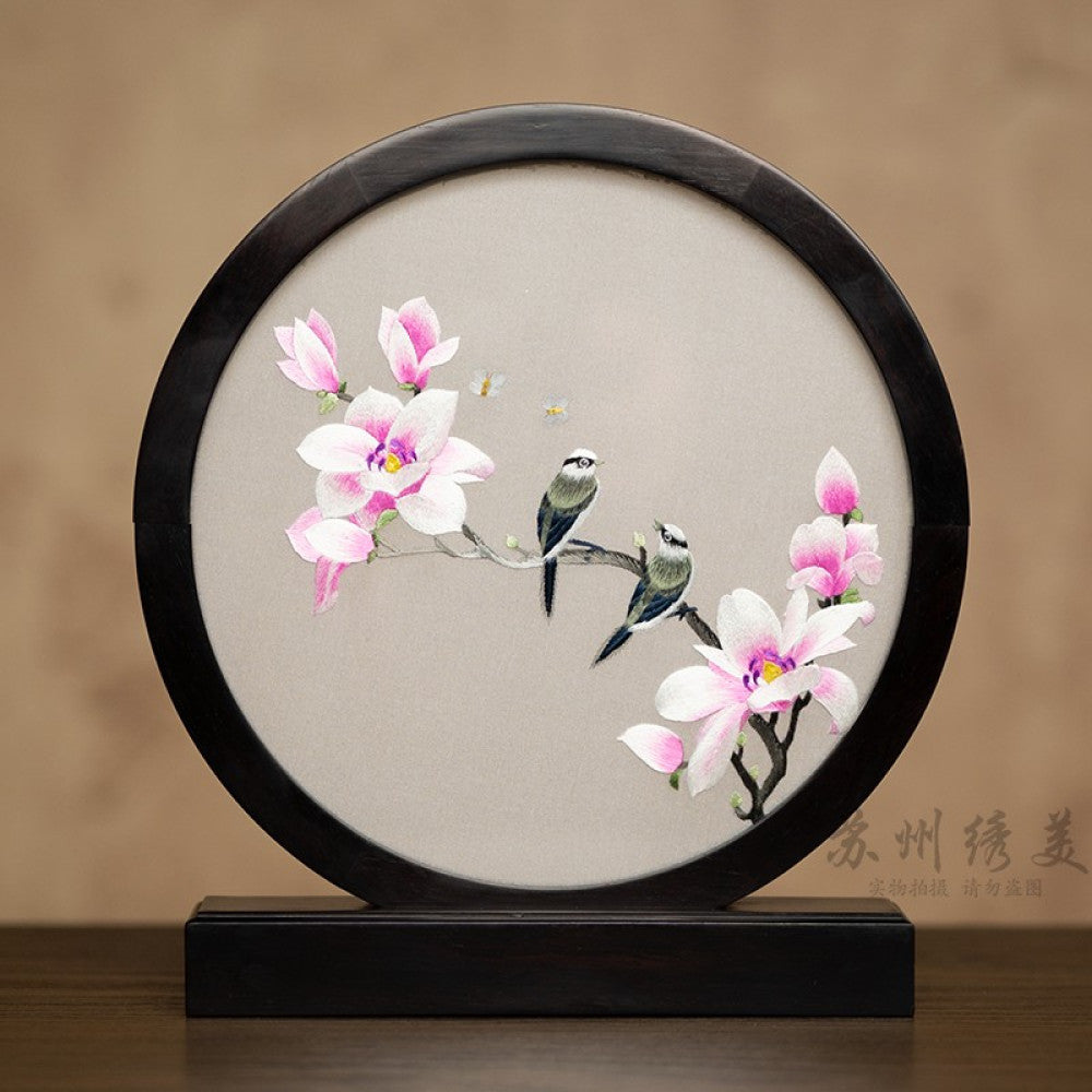 ASAYA3041 Embroidery ornaments Suzhou double-sided embroidery desktop ornaments creative table embroidery beauty retro table screen