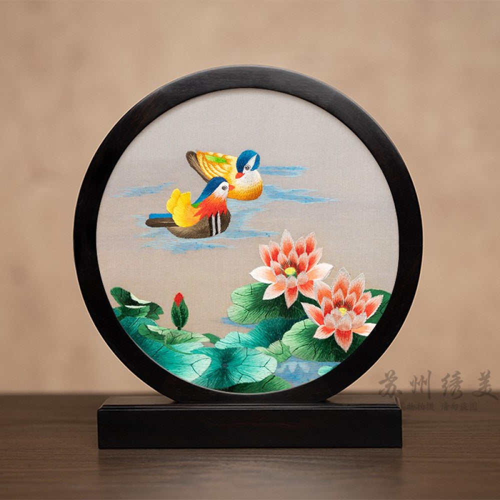 Embroidery ornament Suzhou double sided embroidery desktop ornament creative table embroidery beautiful retro table screen Chinese style business gift image 99